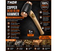 Thor 214 Copper /Rawhide Hammer Size 3, Brown