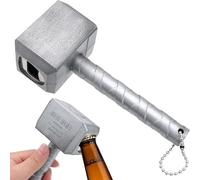 Thor Hammer Bottle Opener, 16cm Wall Mounted Bottle Opener, Beer and Drink Bottle Opener with Keyring for Party, BBQ, Bar, Marvel Lovers (Silver)