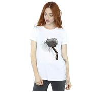 Thor Hammer Crack Cotton Boyfriend T-Shirt Marvel White L
