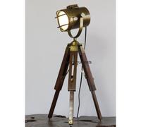 Thor Instruments.Co Antique Brass Spot Light Retro Searchlight with Tripod Stand Spotlight Table Lamp Gold