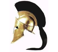THOR INSTRUMENTS Halloween Spartan Helmet King Leonidas 300 Movie Helmet Replica Role Play Black Plume Rustic Vintage Home Decor Gifts, Antique Brass, Large