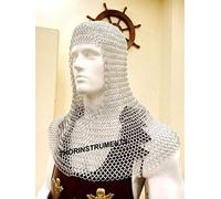 THOR INSTRUMENTS Medieval Armor Aluminum Chainmail Coif/Hood Costume LARP New Rustic Vintage Home Decor Gifts