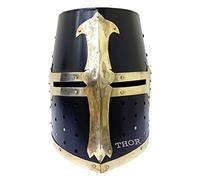 THOR INSTRUMENTS Medieval Crusader Halloween Templar Knight Helmet With Black Finish Brass Design Rustic Vintage Home Decor Gifts