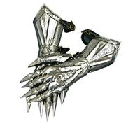 THOR INSTRUMENTS Medieval Gauntlet Gloves Pair Brass Accents Knight Crusader Armor Steel Gloves Rustic Vintage Home Decor Gifts, Silver, Adult