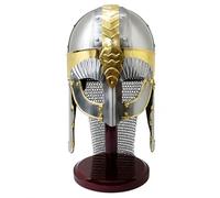 THOR INSTRUMENTS Medieval Viking Battle Ready Chain Mail Armor Mask Helmet W/Stand Rustic Vintage Home Decor Gifts, Silver