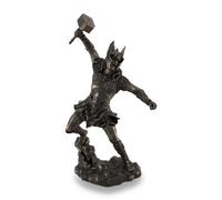 Thor, Norse God of Thunder, Wielding Hammer Sculptured Bronzed Statue