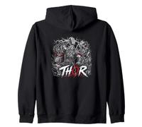 THOR Norse God Viking Warrior Mjolnir Lightning Zip Hoodie