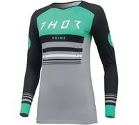Thor Prime Blaze Ladies Motocross Jersey, black-grey-green, size L for Women