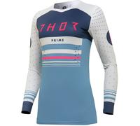 Thor Prime Blaze Ladies Motocross Jersey, white-blue, size L for Women