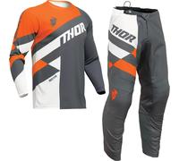 Thor Sector Checker 2024 Motocross Jersey & Pants Charcoal Orange Kit