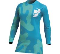 Thor Sector Disguise Ladies Motocross Jersey, green-blue, size S for Women