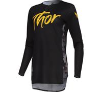 Thor Sportmode Shadow Ladies Motocross Jersey, black-grey-yellow, size S for Women