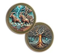 Thor Viking Coin, The Cosmic Tree Challenge Coin, Viking Gift for Men Women | Toothgrinder & Toothgnasher Protective Talisman, Viking Norse Mythology Inspired Design, Thor's Goat Chariot Collectible