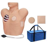 Thoracentesis and Drainage Model, with Skin Module, Life Size Simulator Pneumothorax and Liquid Chest Closed Nursing Drainage Anatomical Model for Skill Training