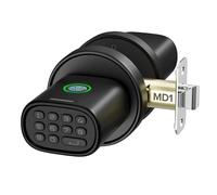 ThorBolt Keyless Entry Door Lock, Fingerprint Door Lock with Keypad Biometric Door Knob, Auto-Lock for Interior Doors Thickness up to 2-1/4", Bedroom, Home Office, Garage, 4xAA Alkaline, MD1 Black