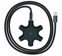Thore Headphone Aux Splitter for iPhone / iPad (5 Way) Audio Splitter Connector with MFi Apple Certified 3.5mm to Lightning Cable (Black)