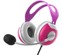 Thore Kids Headphones with Microphone (Over Ear) Headset with Boom Mic + Volume Control for Girls, Online School (Pink)