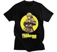 Thorfinn Vinland Saga T-Shirt Men's Cotton Adventure Fiction Anime Manga Karlsefni Tee Black Printed Mens Top Tee S Size L