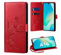 Thorhülle Mobile Phone Case for Samsung Galaxy A16 4G/5G Case, Protective Case for Galaxy A16 PU Leather Case Flip Case Card Slots Flip Case Compatible with Samsung A16 5G Case, Red