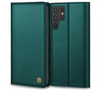 Thorhülle Mobile Phone Case for Samsung Galaxy S25 Ultra, Premium Faux Leather Protective Flip Case with Wallet, RFID Protection, Kickstand, Blue Green