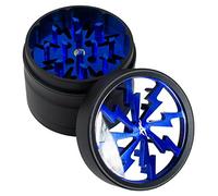 Thorinder Mini Herb Grinder 50 mm 4-Piece Blue Premium Quality Aluminium Crusher with Pollen Catcher & Includes Dough Scraper