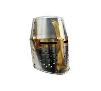 THORINSTRUMENTS Brass Crusader Helmet, 18 Gauge Carbon Steel, Handmade, Chrome, Armor, Helmet