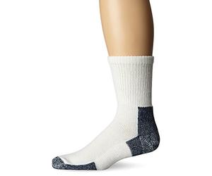 Thorlos Unisex's Xj Max Cushion Crew Running Socks, White/Navy (1 Pair), Medium