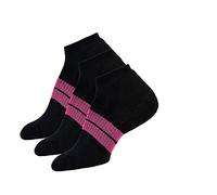 Thorlos Women's 84 N Running Thick Padded Low Cut Sock, Black/Pink (3 Pair Pack), M