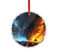 Thorm Thunder Christmas Hanging Ornaments Crystal Glass Round Pendant Gifts for Xmas Trees Home Offices