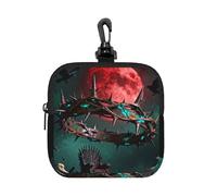Thorn Crown King Small Zip Pouch-Waterproof Neoprene Storage Bag for Earbuds, Keychain Clip Case for Coins Cards USB, Travel Organiser