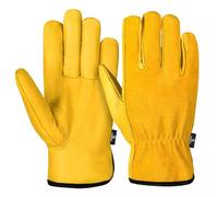 Thorn Proof Gardening Gloves for Men & Women - Heavy Duty Cowhide Leather Work Gloves for Garden, Rose Pruning, Woodcutting - Breathable, Durable, Soft Grip, Anti-Slip, Puncture Resistant (Tan, XL)