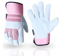 Thorn Proof Work Gloves Heavy duty Leather Gardening Gloves for Ladies Women Durable Protective Garden Rigger Hand Utility Safety Men Kids Washable Gripper (Pink, M)