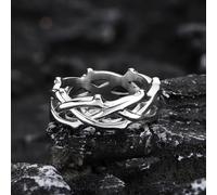 Thorn Vine Braided Stainless Steel Ring - Unique Bramble-Inspired Design - Symbolizing Strength Through Adversity - Durable, Bold Accessory for Men & Women Size 8-12