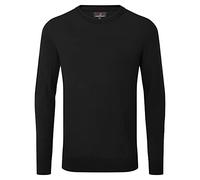 Thorncroft Mens Slim Fit Lightweight Jumper Crew Neck 100% Cotton Soft Fine Knitted - Tyburn - Black - L