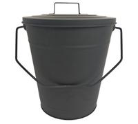 Thorness 12Inch High Ash Bucket With Lid In Matt Black Fireplace Accessory
