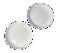 Thorness 2 x 22CM White Enamel Dinner Plates | Plate Set | Pasta and Rice Plate | Enamel Plate | Set of 2 Plates | Traditional Dinner Plate | Kitchen Plate for pies, Sides and Dinner