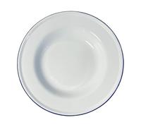 Thorness 24CM White Enamel Soup Plate | Meal Plate | Enamel Plate | Large deep Plate | Traditional Plate | Kitchen Plate for Soup Sides Pasta | 24cm Diameter with 4cm Depth