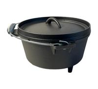 Thorness Cast Iron 3 Litre Dutch Oven Pre Seasoned Cooking Pot With Three Feet, Spiral Handle, Ideal For Camping, Cooking And Baking