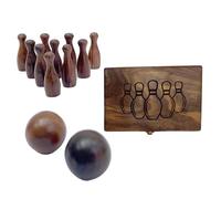 Thorness Deluxe Wooden Bowling Set with Solid Wood Storage Box for All Ages and Occasions