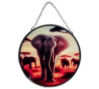 Thorness Elephant Design Stained Glass 15Cm Diameter Suncatcher