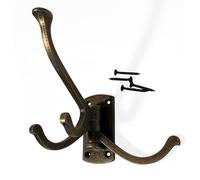 Thorness Four-Way Folding Coat Hook | Antique Brass Swivel Hook | | Wall Mounted for Bathroom, Kitchen, Bedroom | Captains Hook | independently swiveling arms | Versatile and Elegant