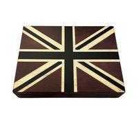 Thorness Hand Carved Sheesham Wood Union Jack Card Box, Premium Storage Case with Green Baize Lining & 2 Decks of Playing Cards