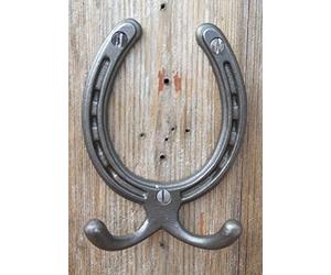 Thorness Handcrafted CAST Iron Antique Style Horseshoe Double Robe Hook for Hanging Coats, Dog Leads, Cabin & Bridle Hooks | 120mm x 80mm
