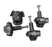 Thorness Pack of 4 CAST Iron Cute Terrier Dog Drawer KNOBS for Kitchen cupboards | Cast Iron Antique Style Finish | Vintage Charm Meets Modern functionality | 3.5cm Wide x 2cm Depth