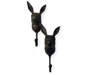 Thorness Pair of Sturdy Wall-Mounted Cast Iron Rabbit Head Hook Hanger for Hats, Coats, Clothes - Ideal for Kitchen, Bathroom, Bedroom, Office