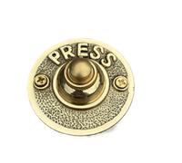 Thorness Press Doorbell Push Button, Solid Cast Iron With A Brass Finish.