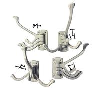 Thorness Set of Four Distressed White Cast Iron , Vintage Style 3-Prong Folding Wall Hook with Mounting Screws, Rustic Farmhouse Decor