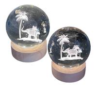 Thorness Set of Two 3D Crystal Ball Night Light USB Lamps with Elephant Designs - Elegant, Modern Illumination for Any Room