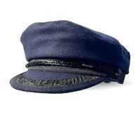 Thorness Traditional Wool Breton Cap | Size 59cm | Captain Fisherman Mariner Yachtsman Sailors Fiddlers Cap | Baker Boy Flat Cap Skipper | Designed in The UK Navy Blue