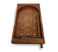 Thorness Vintage style tabletop wooden pinball game | Bagatelle | 34cm x 20cm | Spring plunger | Brass pins and steel balls | Shesham Rose wood board, Brown
